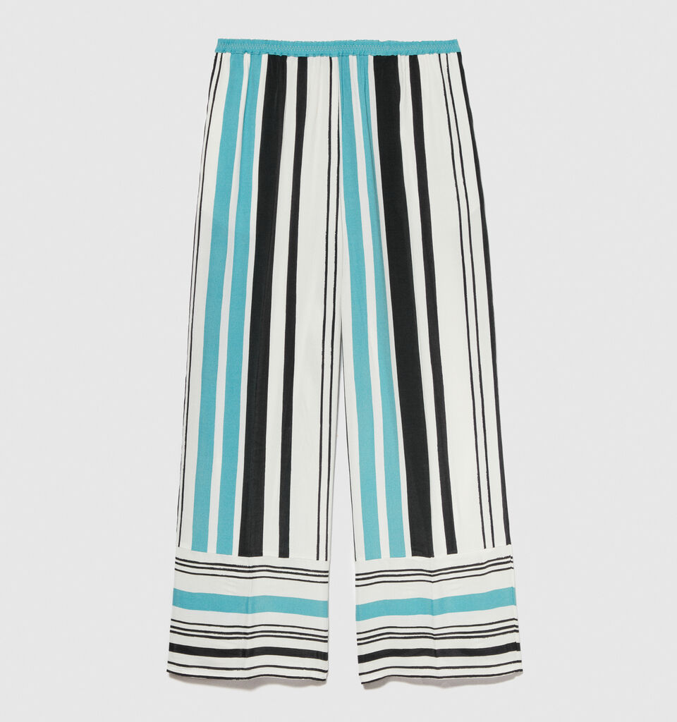 Printed satin trousers - women's flared trousers - Multi-color | Sisley image number 6